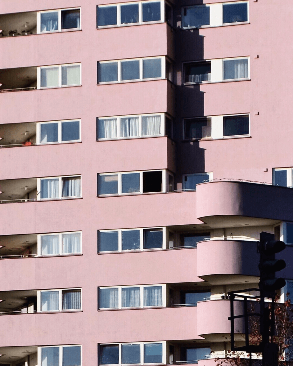 Pink facade, exterior architecture