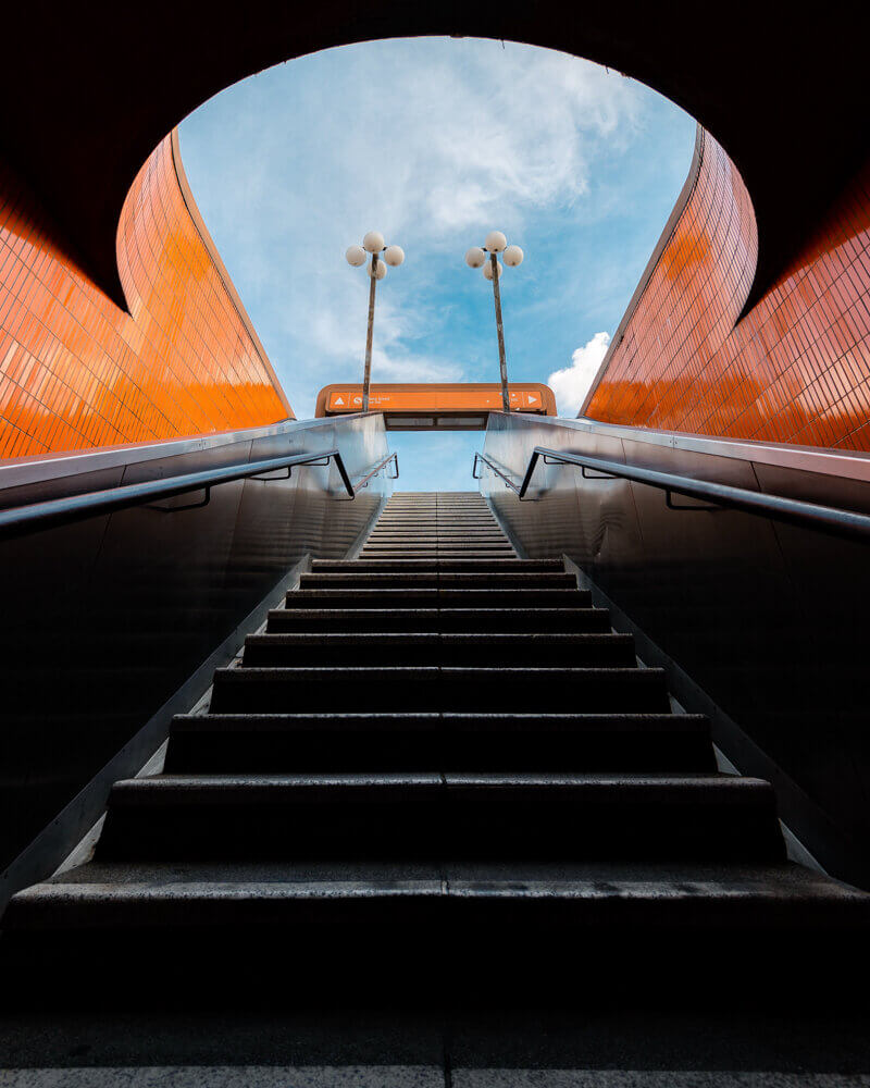 ICC Berlin, aesthetic stairs, train station, symmetry