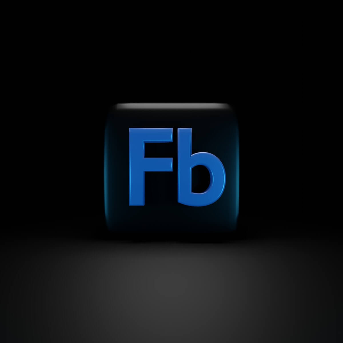 Facebook logo on dark background.
