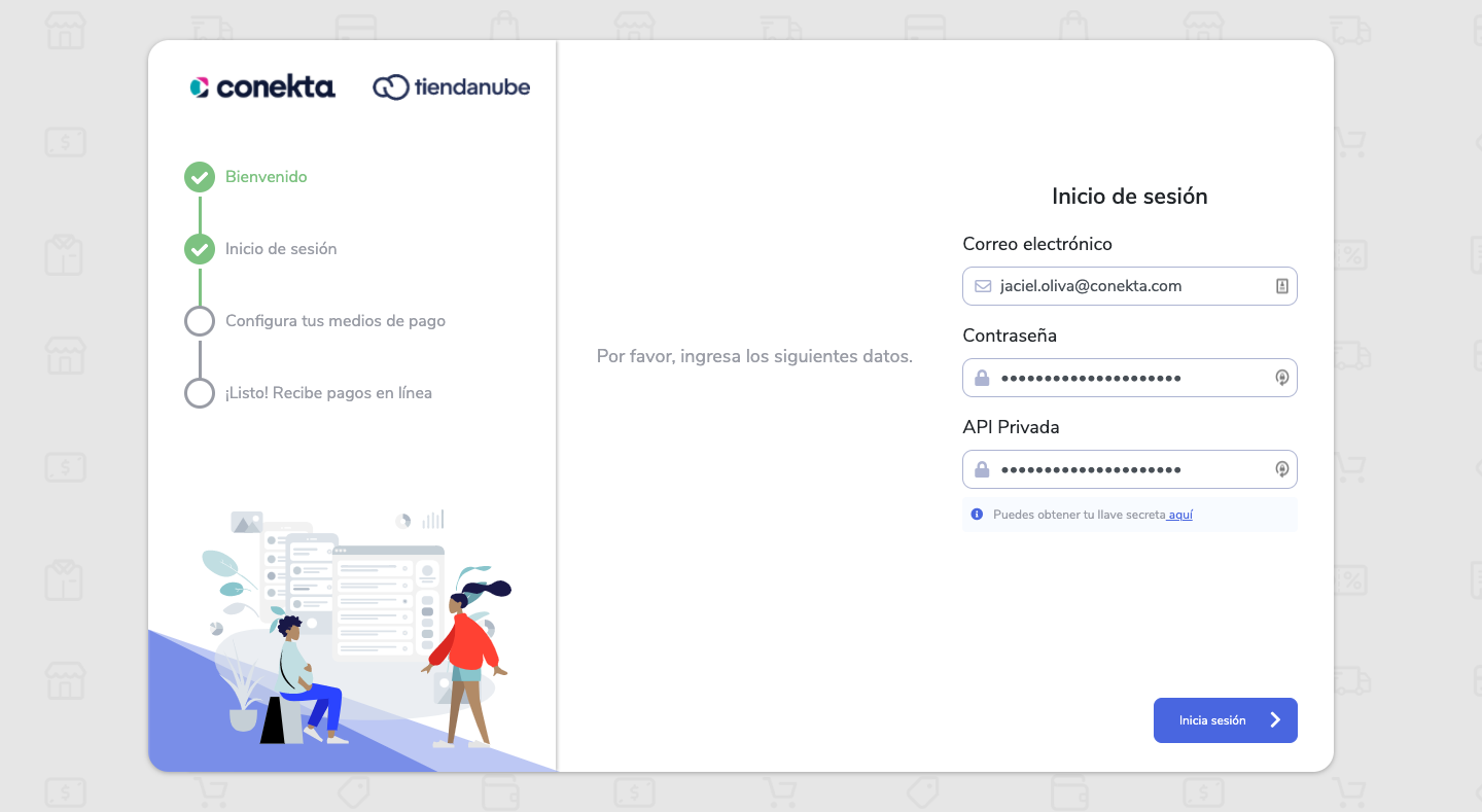 Vista de la configuración de las contraseñas del plugin
