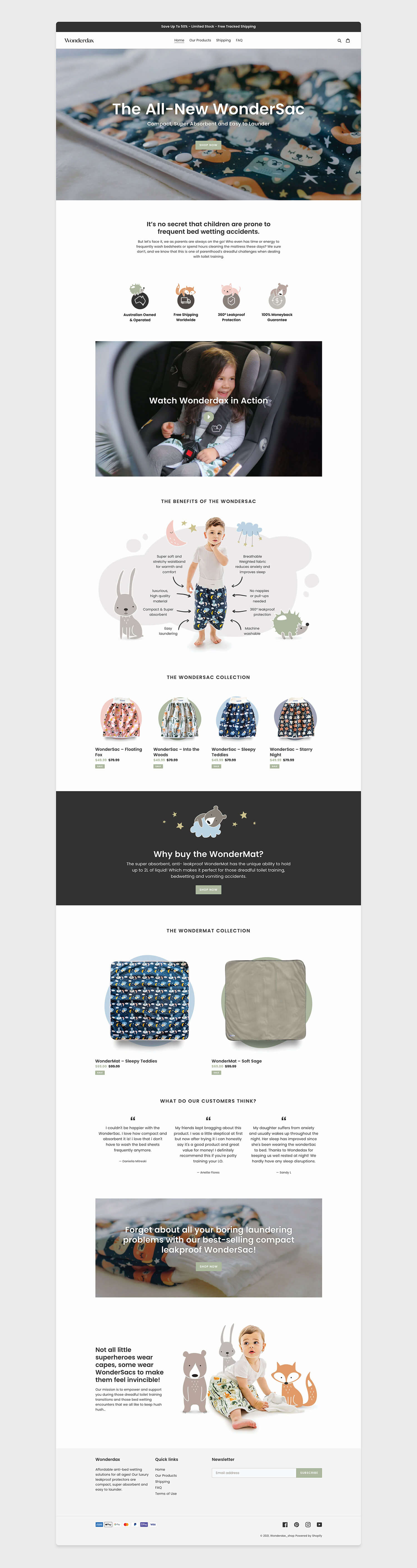 Desktop view of the Wonderdax website