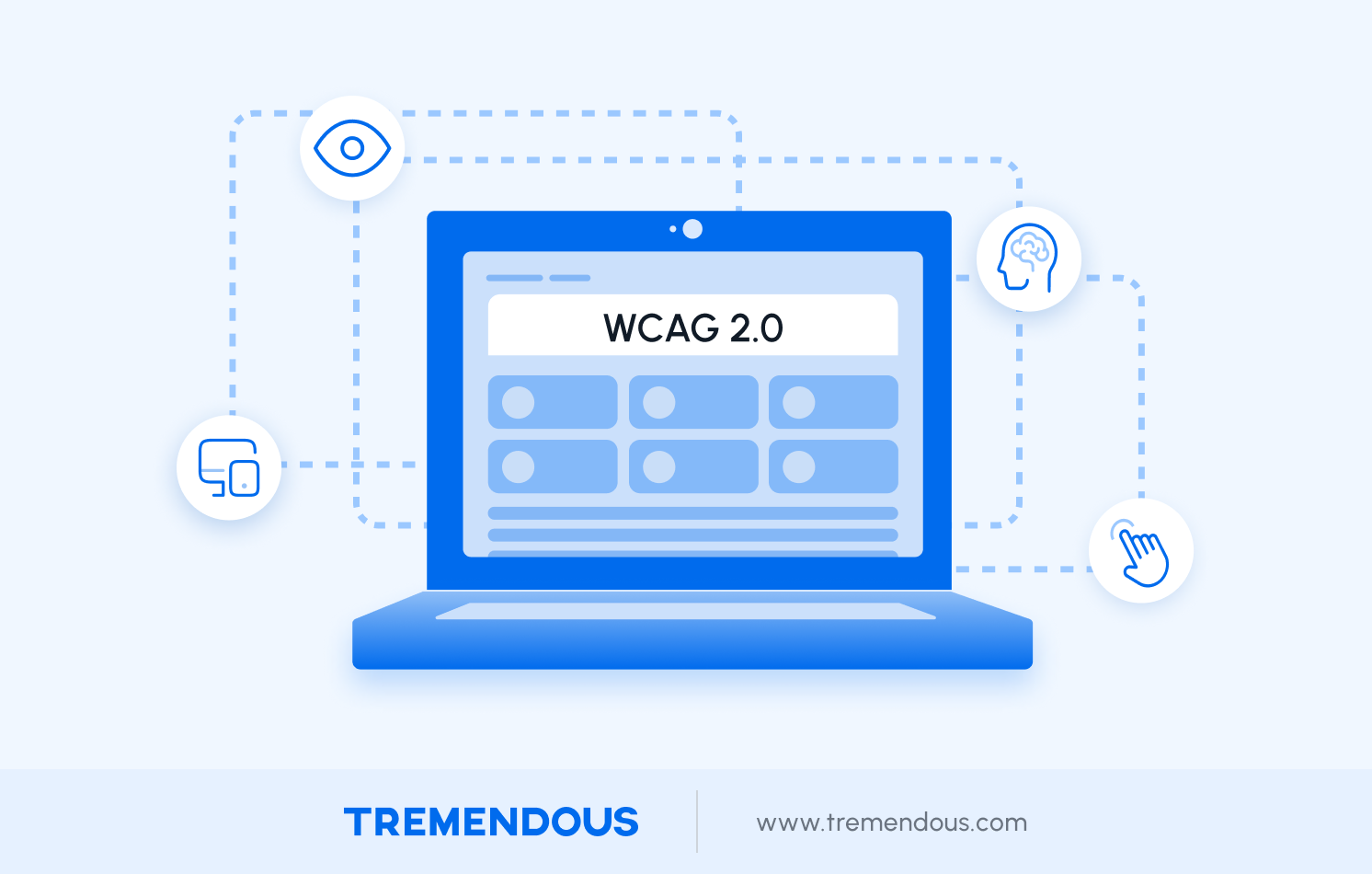 A graphic showing WCAG 2.0 on a computer screen.