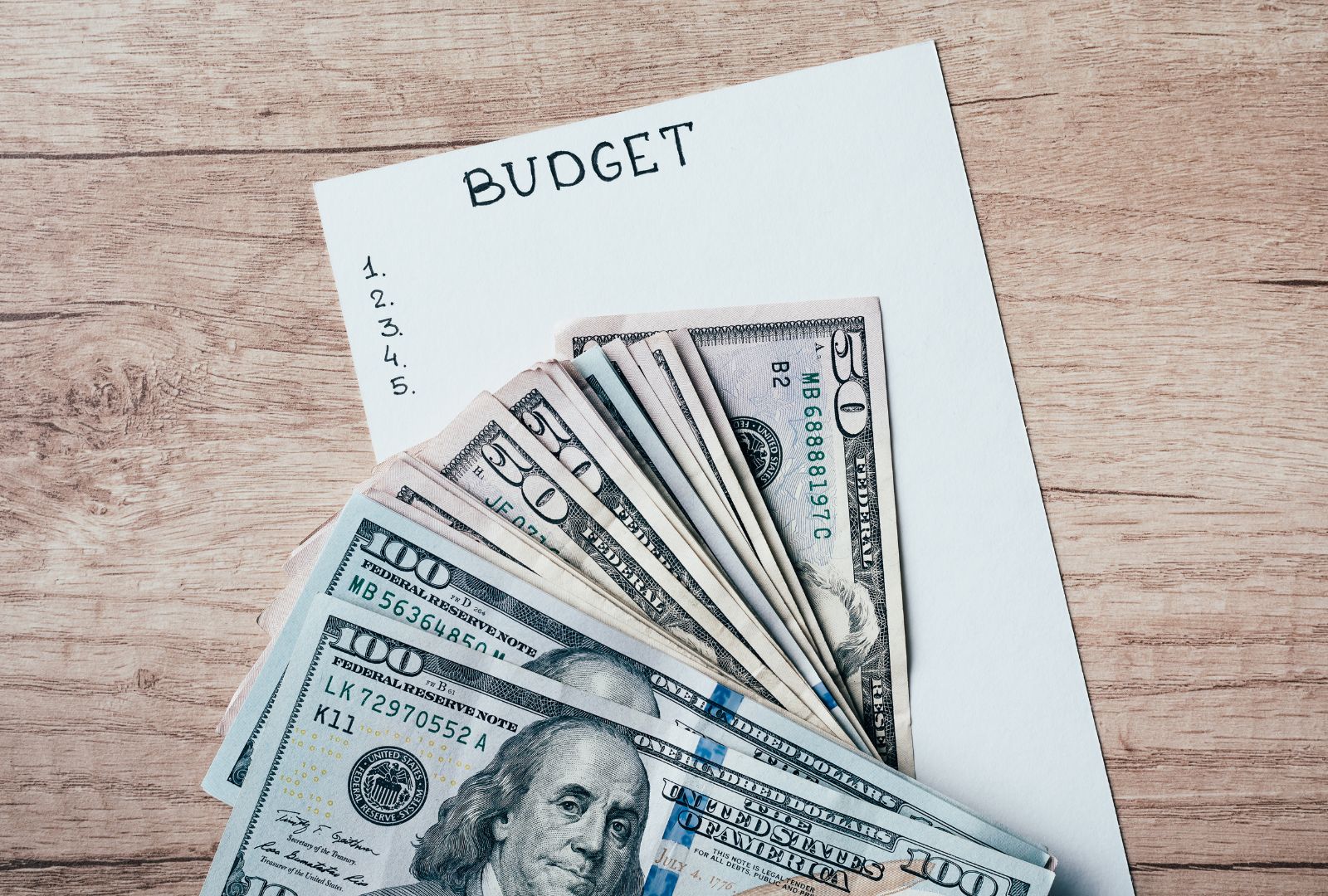 Notepad with Word Budget and Dollar Bills