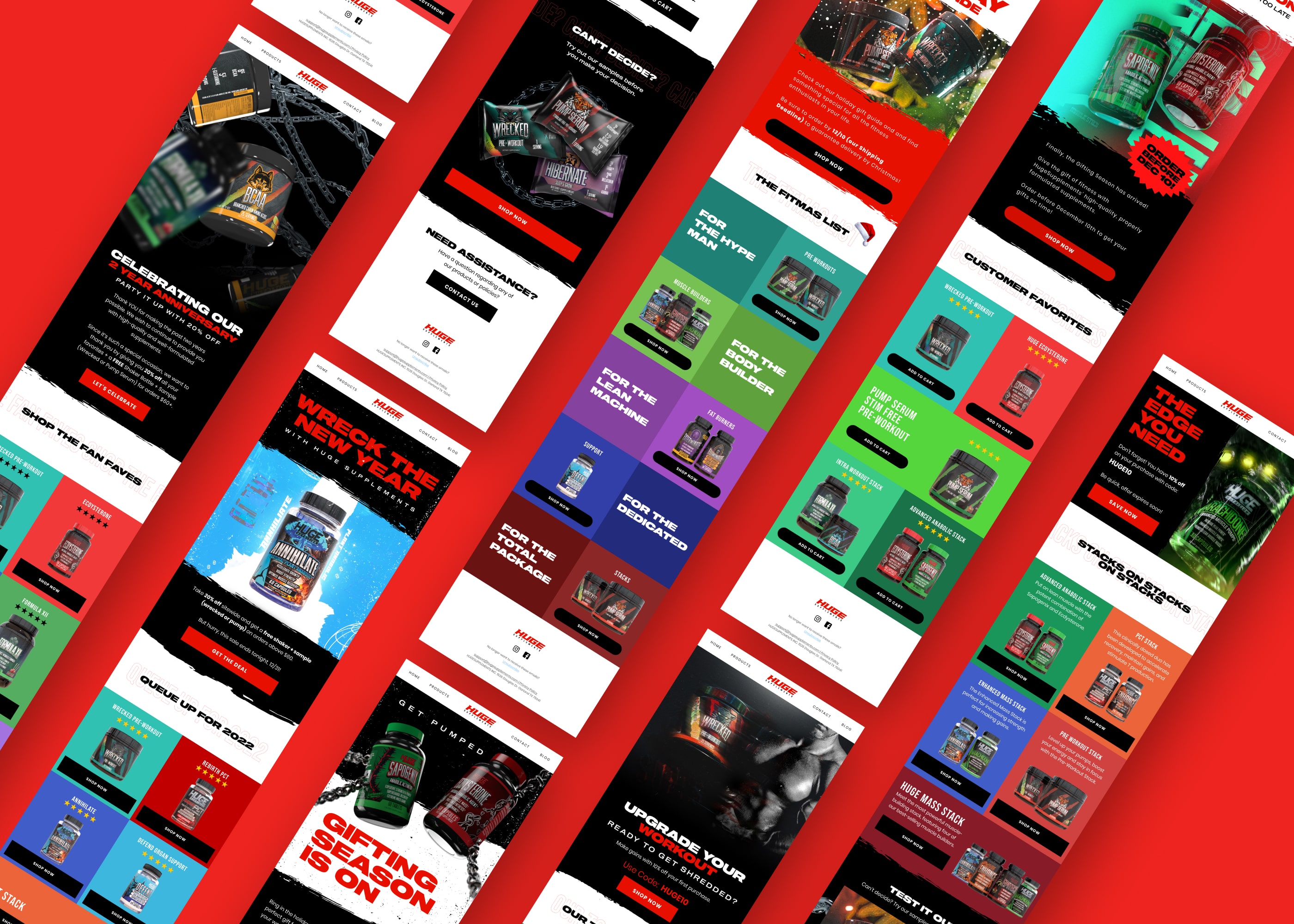 a showcase of huge supplements emails