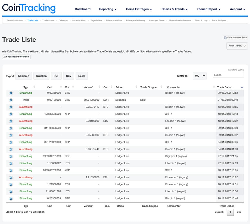 Trade Liste