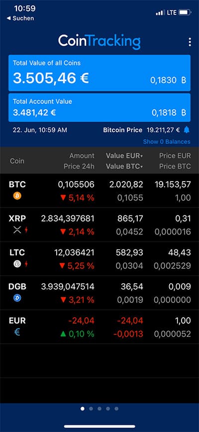 Cointracking App mit API Import
