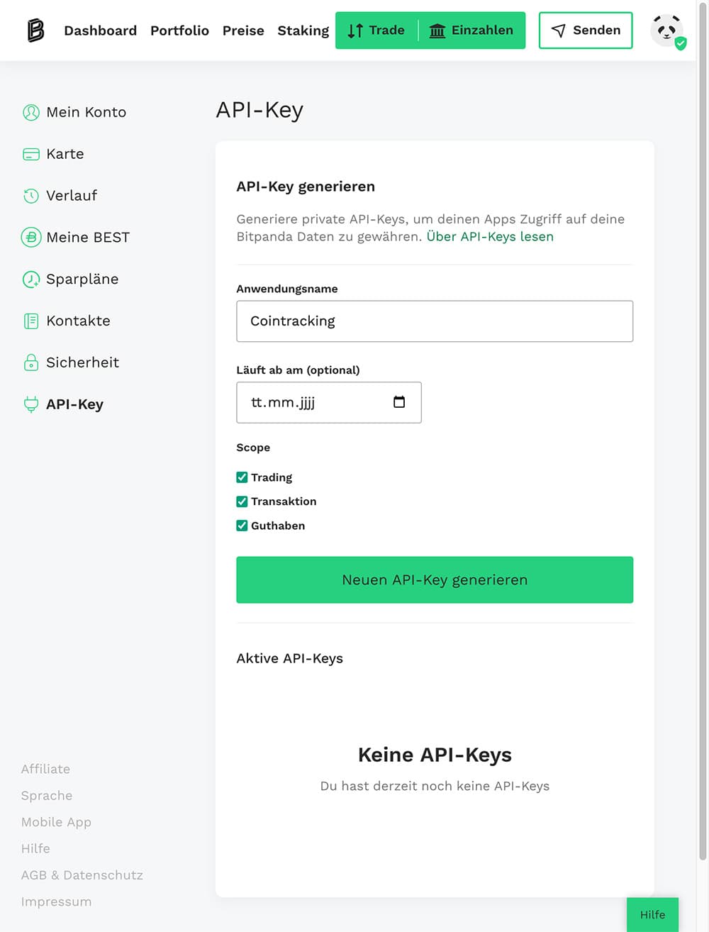 API Key anfordern