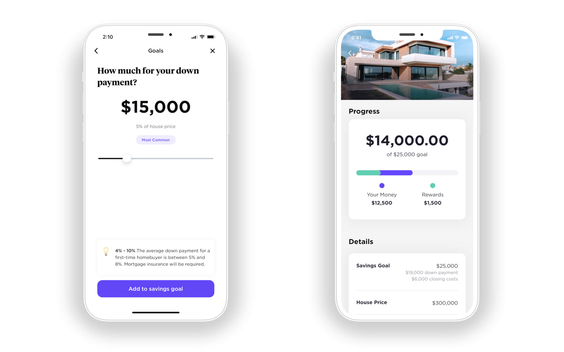 Setting a down payment house goal