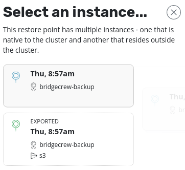 restore instance in kasten prompt