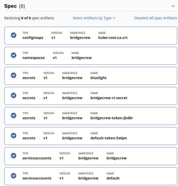 kubernetes resource restoration options in kasten