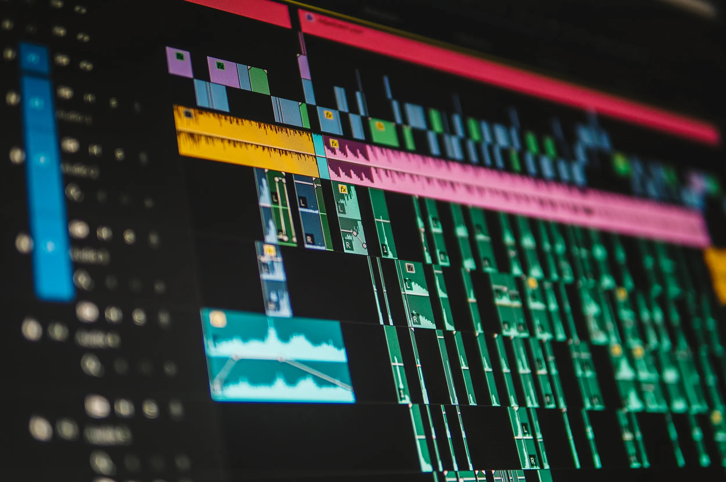 Photo showing working inside video editing software.