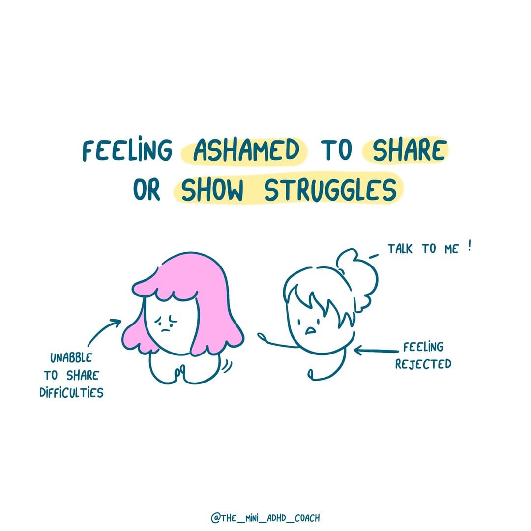 feeling ashamed to share or show struggles