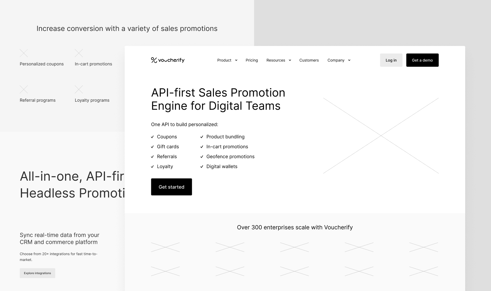 The wireframe of the homepage.