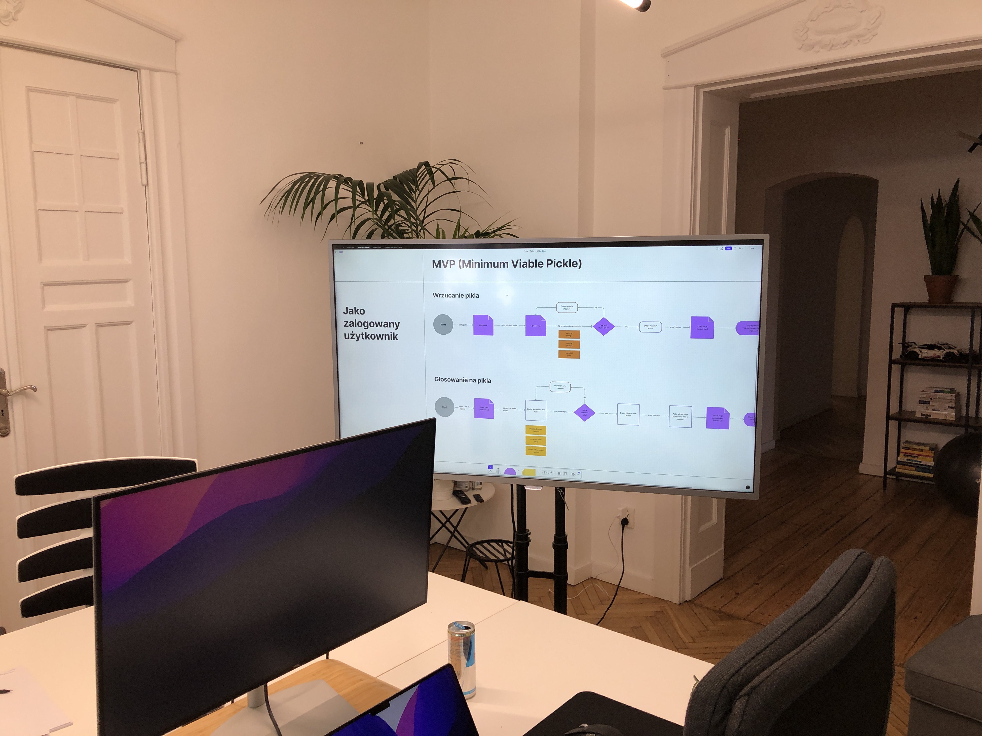 The TV showing a user flow with a caption that says 'MVP (Minimum Viable Pickle).