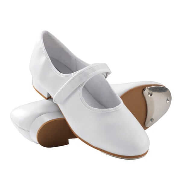 A pair of tots and infant black tap shoes