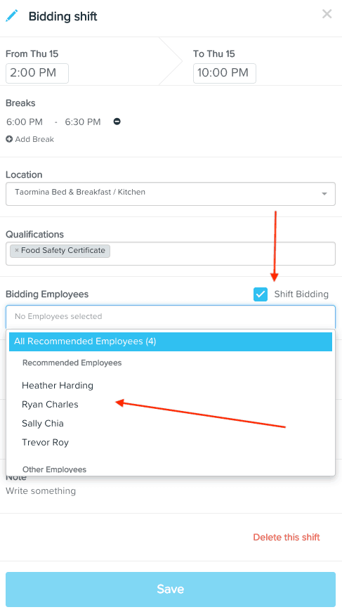 KeyPay shift bidding