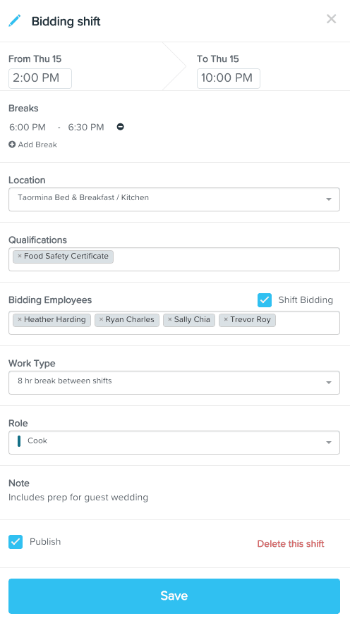 KeyPay shift bidding