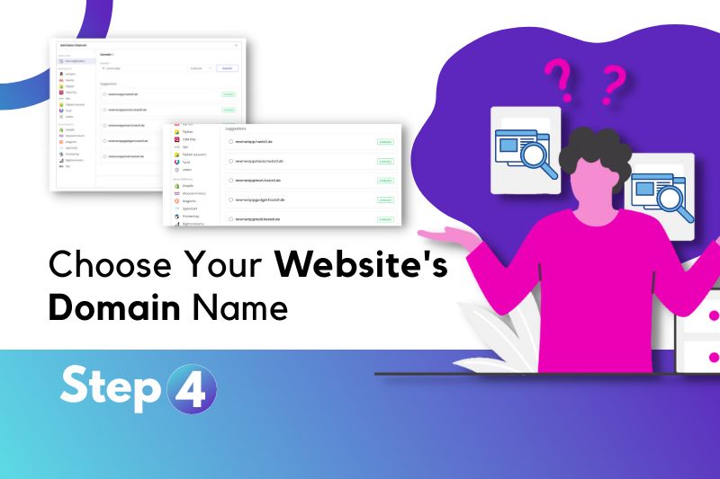 Step of choosing domain name.