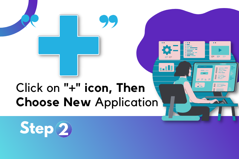 New application clicking on "+" icon