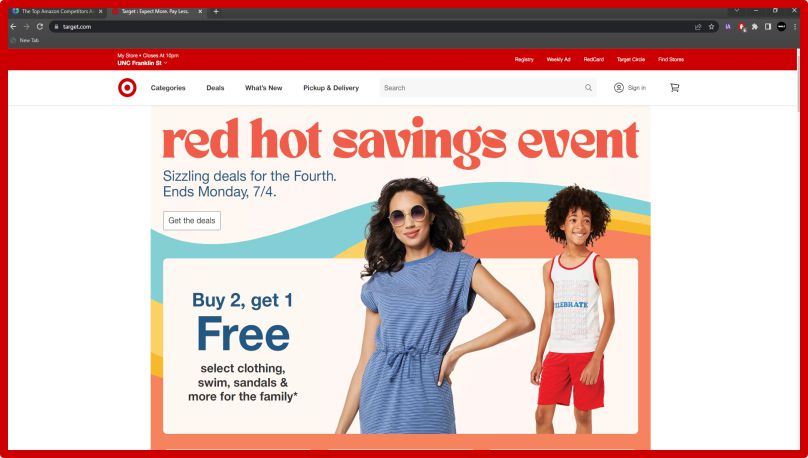 Homepage of Target.