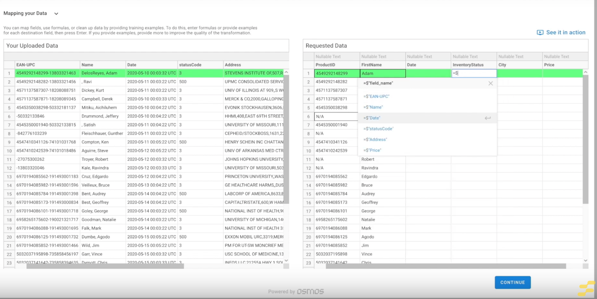 quickly map, clean, and transform the data