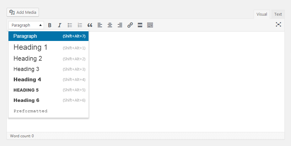 wordpress headings