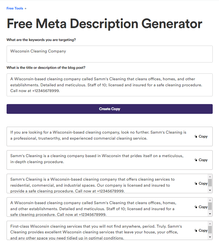 CopyAI Free Meta Description Generator