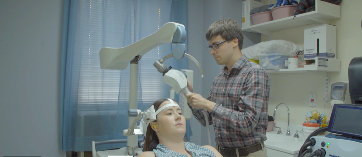 Patient receiving TMS.