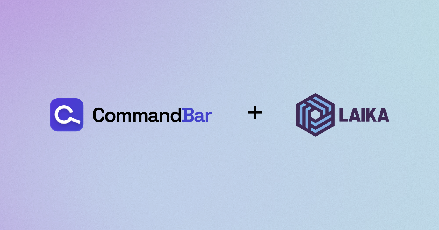 CommandBar logo and the Laika logo separated by a plus symbol