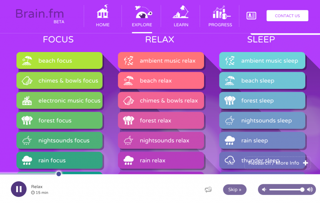 Application de musique Brain.fm pour augmenter sa concentration
