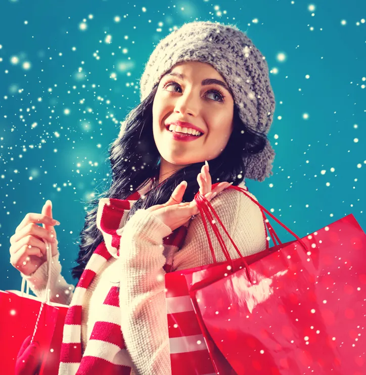 beautiful woman holiday shopping