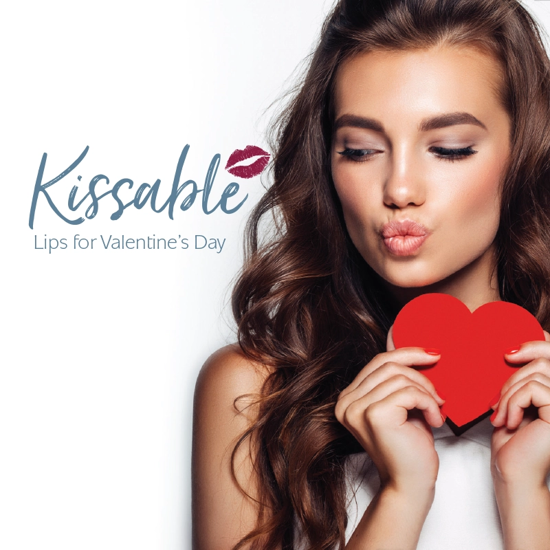 kissable lips, beautiful woman holding heart