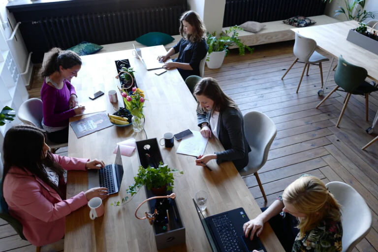 People working in a workspace