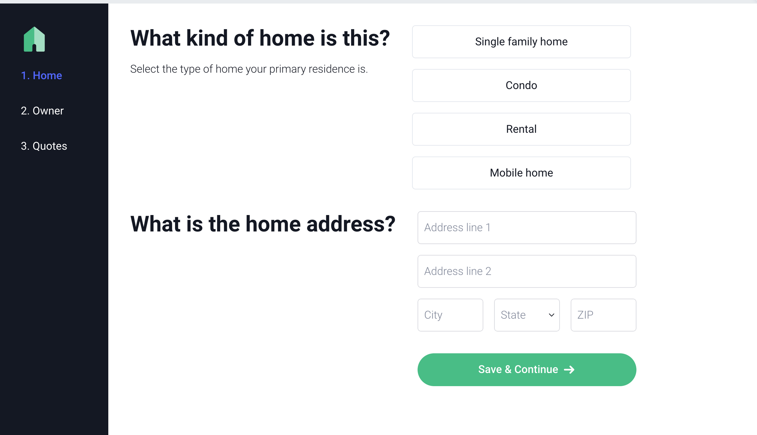 Home Insurance Application (The Zebra) Template | Feathery