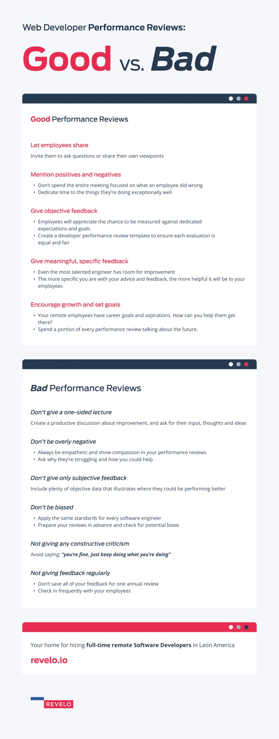 Good vs bad web developer performance reviews