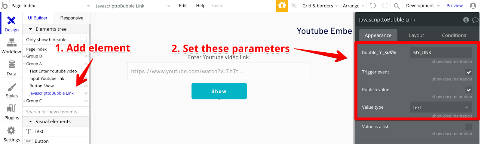 How to embed Youtube videos in Bubble apps