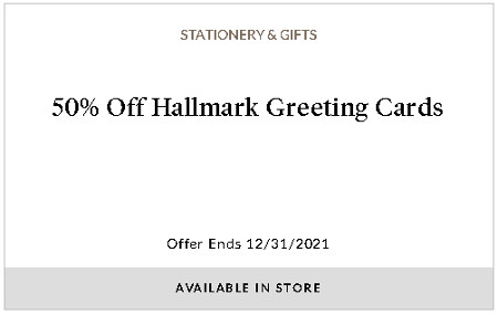 50% Off Hallmark Greeting Cards text image