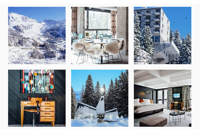 Multiple images of hotel's exterior and interior