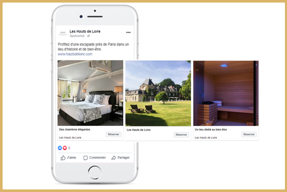 A mockup with phone showing ads example