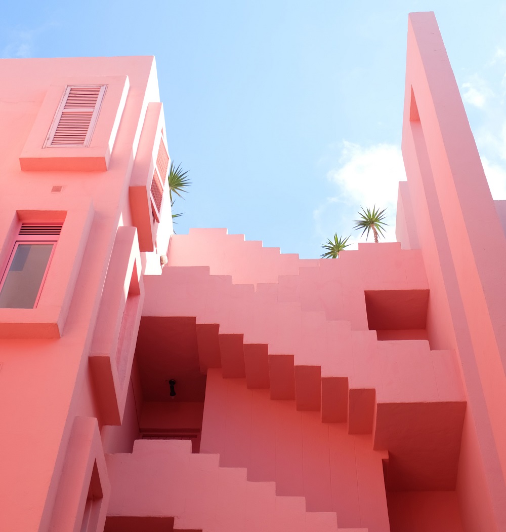 A pink building
