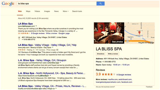 Rich snippet of your business profile in Google Search Results - Sample