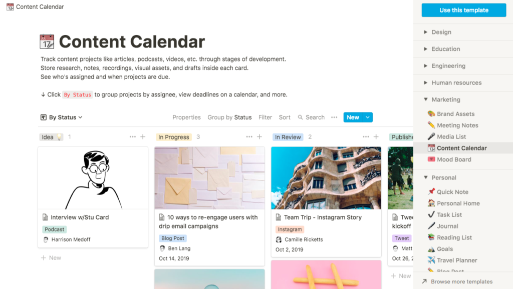 Notion templates