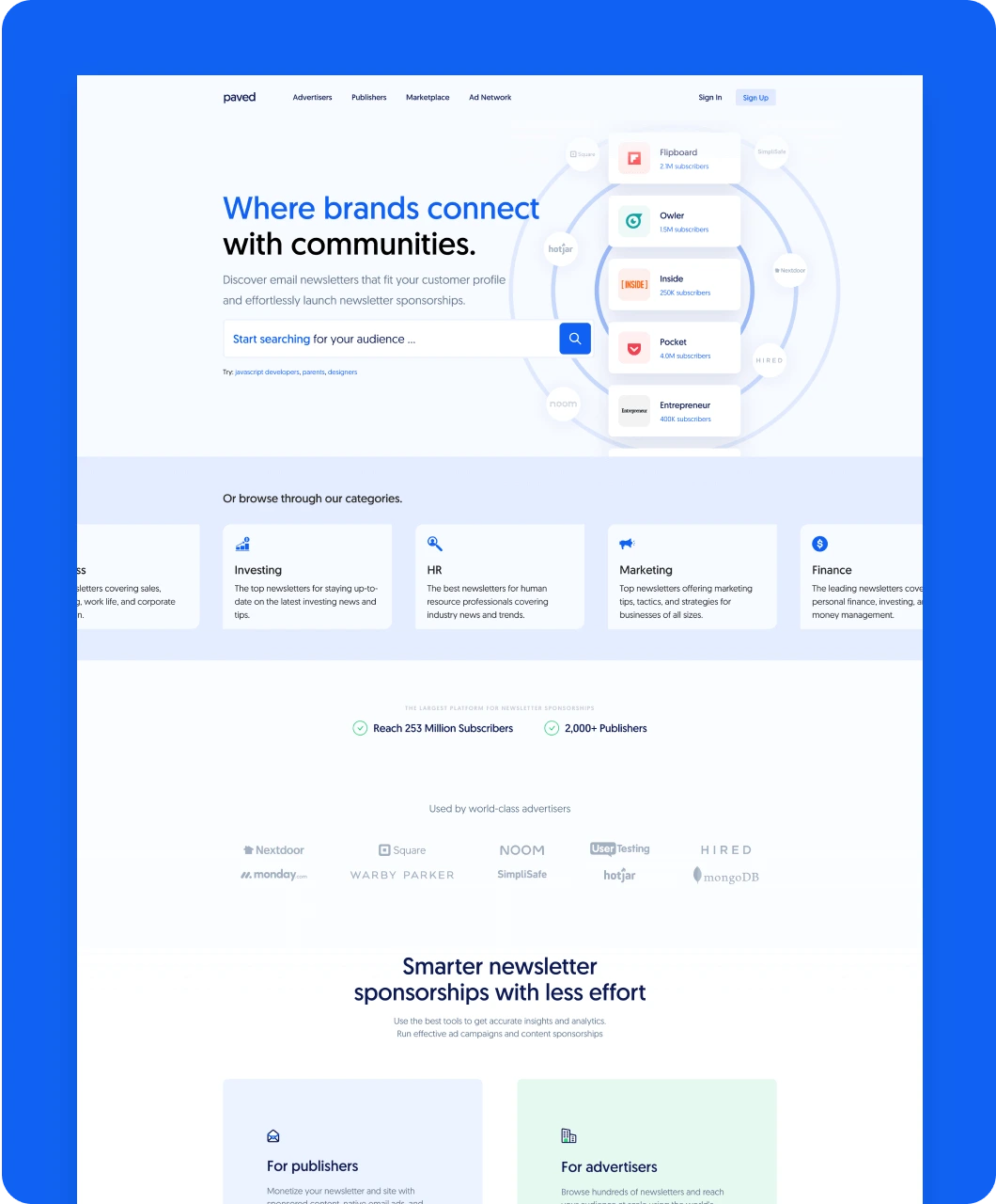 Screenshot from Flowout Webflow project for Paved.,
