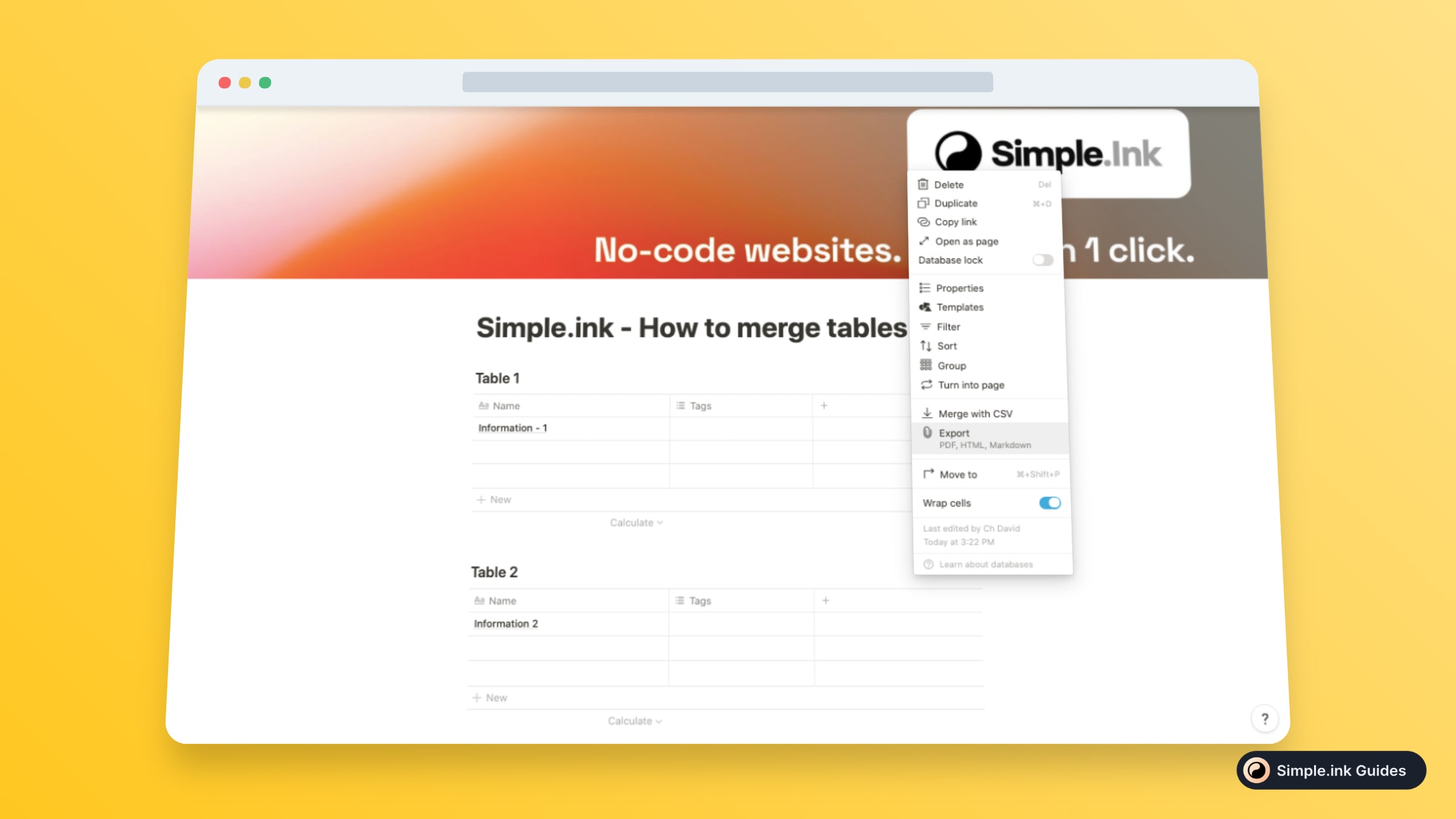 how to combine tables in notion