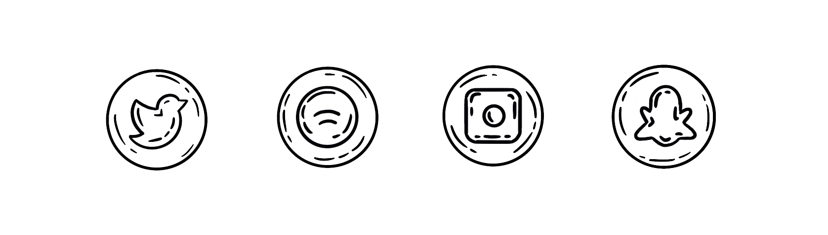 line drawn social media icon bubbles