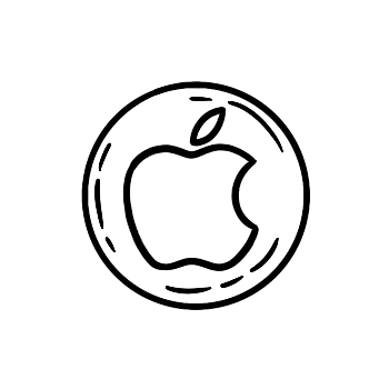 line drawn apple logo in icon bubble