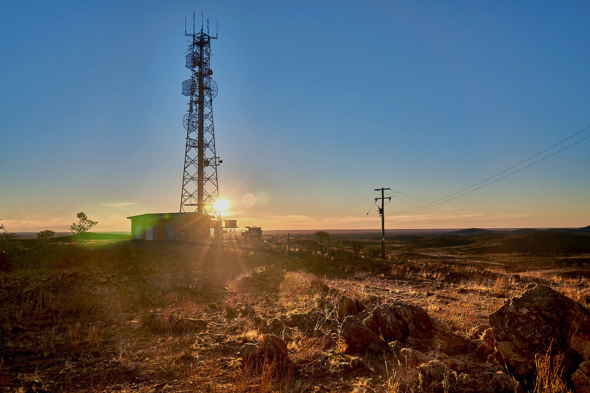 An Amplitel tower at sunset