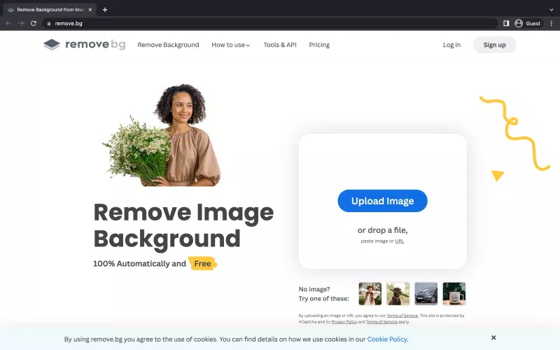 Home Page of Remove.bg