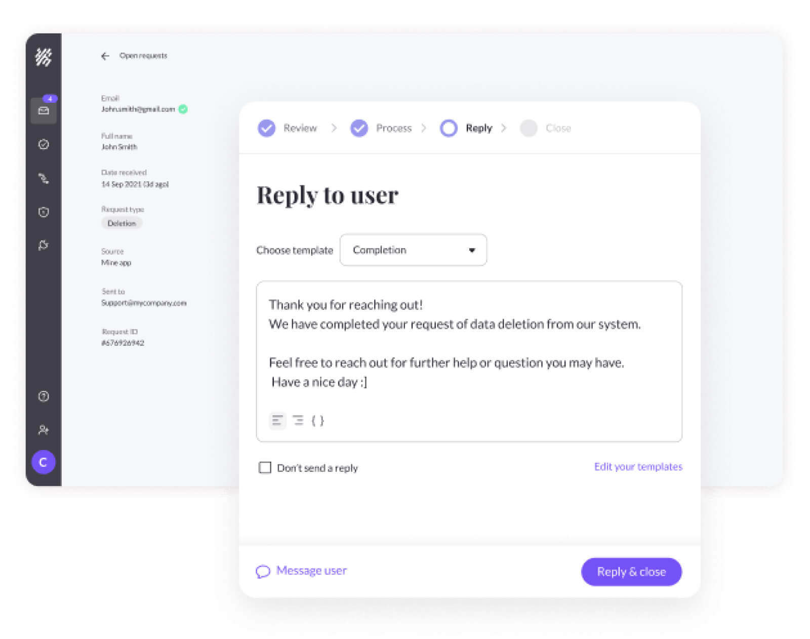 GDPR Right to Erasure Response Template