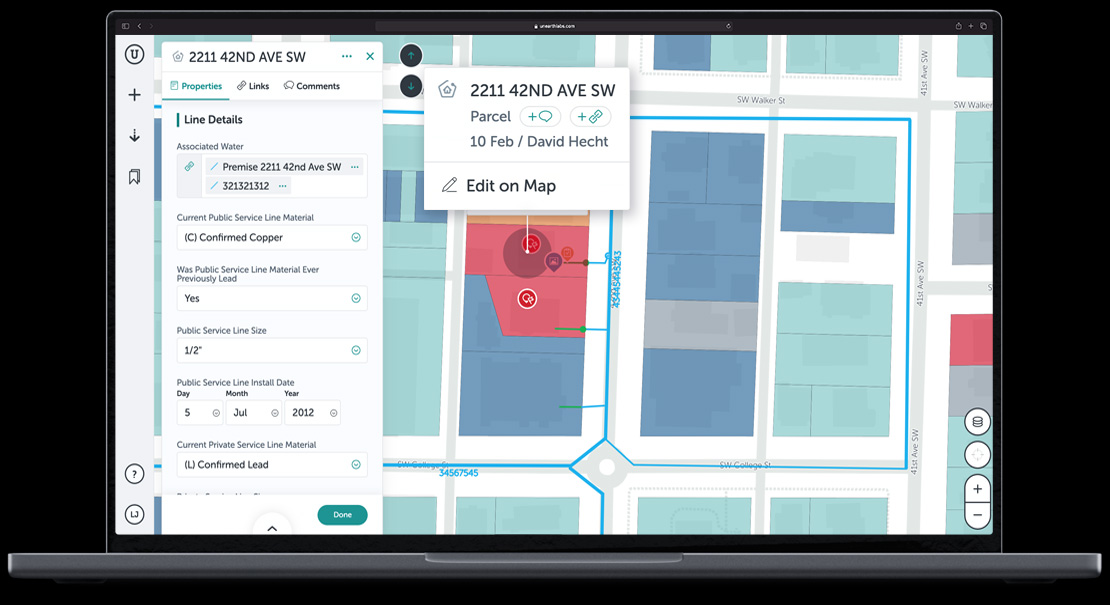 digital documentation of a lead service line inspection